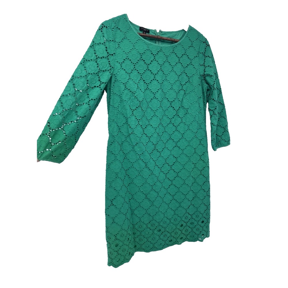 Talbots Green‎ Knee Length Long Sleeve Dress Sheer 10P fitted career church